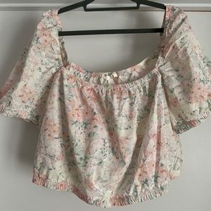 H&M Cropped Floral Blouse Square neck